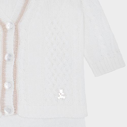 Saída de Maternidade Masculina com Manta Tricot Ponto Trança - BRANCO