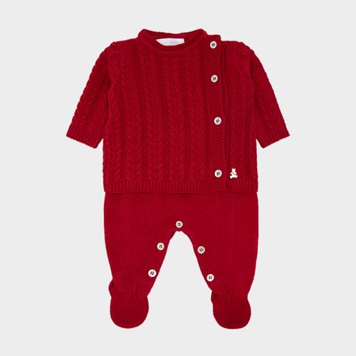 Saída de Maternidade Masculina com Manta Tricot - VERMELHO