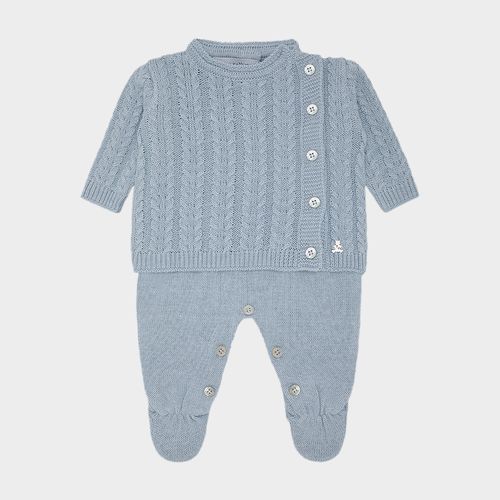 Saída de Maternidade Masculina com Manta Tricot - AZUL