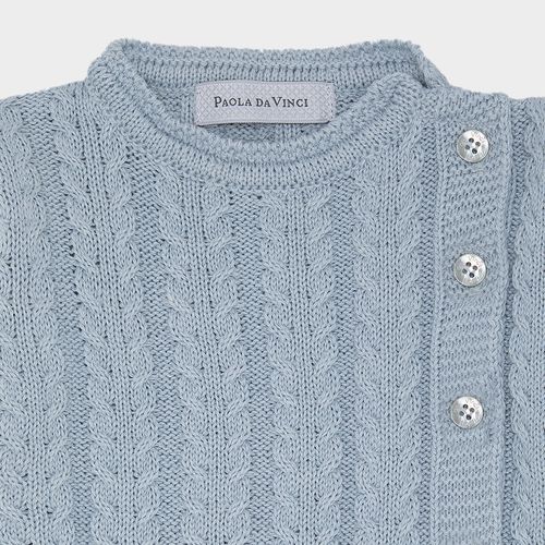 Saída de Maternidade Masculina com Manta Tricot - AZUL