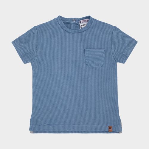 Camiseta de Bebê Masculina Manga Curta com Bolso - AZUL