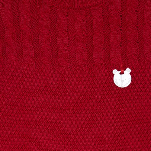 Saída de Maternidade Tricot com Manta Ponto Trança - VERMELHO