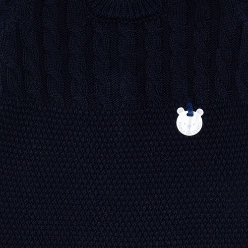Saída de Maternidade Tricot com Manta Ponto Trança - AZUL MARINHO