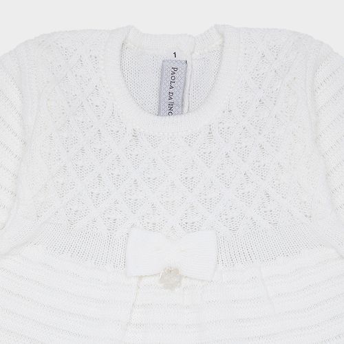 Saída de Maternidade Feminina com Manta Tricot Vestido Losangos - BRANCO