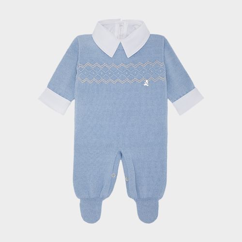 Saída de Maternidade Completa Masculina com Bordado Zig Zag - AZUL COM CINZA