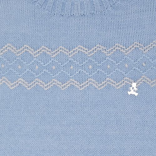 Saída de Maternidade Completa Masculina com Bordado Zig Zag - AZUL COM CINZA
