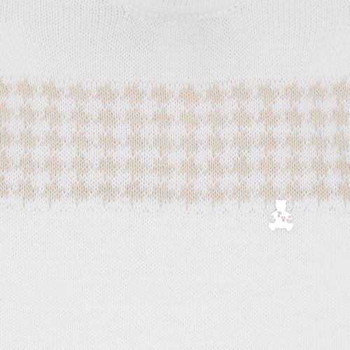Saída de Maternidade Masculina com Manta Tricot Jacquard - BCO/KAKI