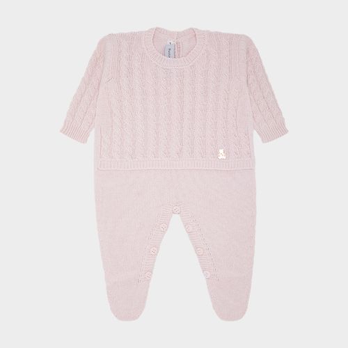 Saída de Maternidade Tricot com Manta - ROSA PASTEL
