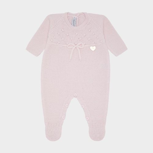 Saída de Maternidade Feminina com Manta Tricot Pala Pipoca - ROSA PASTEL