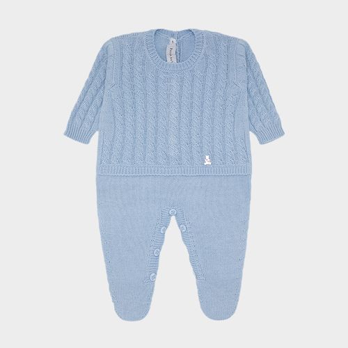 Saída de Maternidade Tricot com Manta - AZUL
