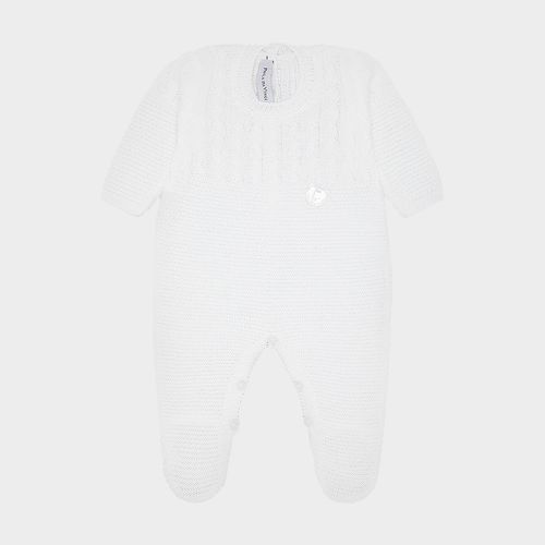 Saída de Maternidade Tricot com Manta Ponto Trança - BRANCO