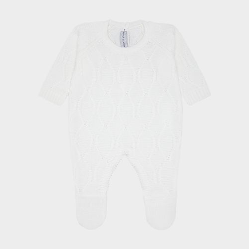 Saída de Maternidade Tricot Losangos com Manta - BRANCO