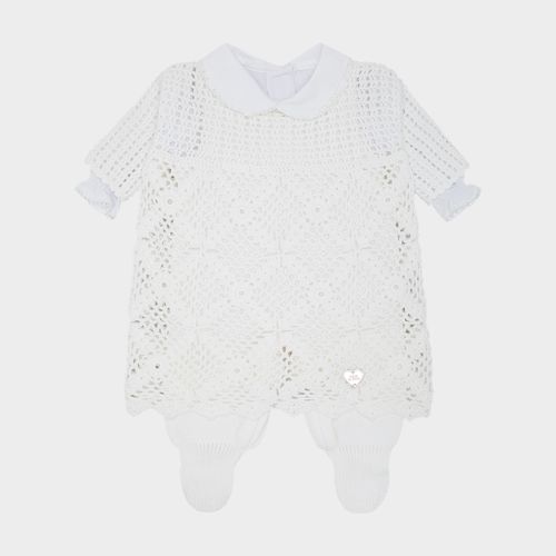 Saída de Maternidade Feminina Completa Tricot em Crochê - BRANCO