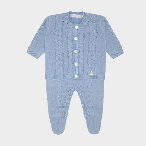 Conjunto de Saída de Maternidade Masculina Ponto Trancinha - AZUL