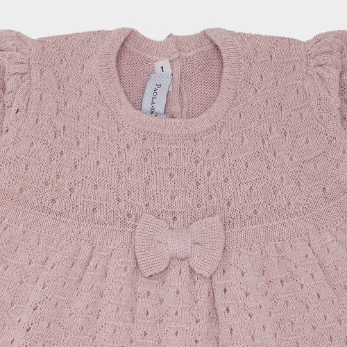 Saída de Maternidade Feminina Vestido com Manta Tricot Rendado - NUDE