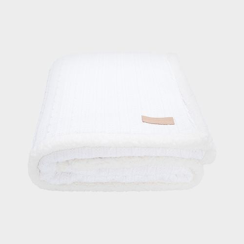 Manta de Berço para Bebê Tricot Trança Double Face - BRANCO