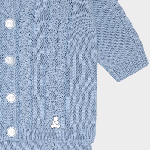 Conjunto de Saída de Maternidade Masculina Ponto Trancinha - AZUL
