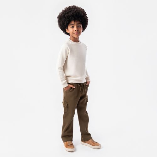 Blusa Infantil Masculina de Manga Longa Malha Jacquard - OFF WHITE
