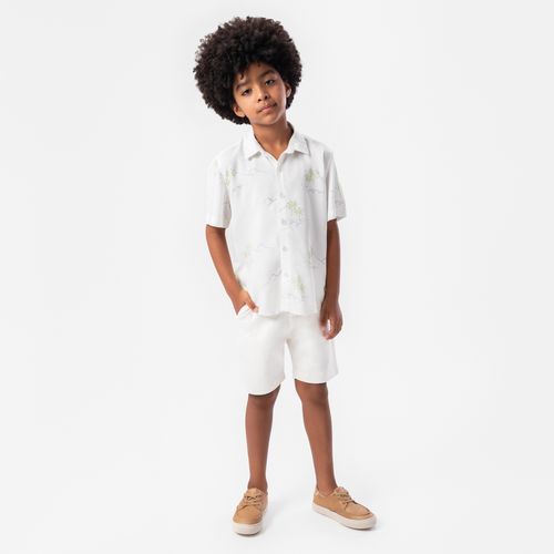 Bermuda Infantil Masculina Moletom com Bolso - OFF WHITE