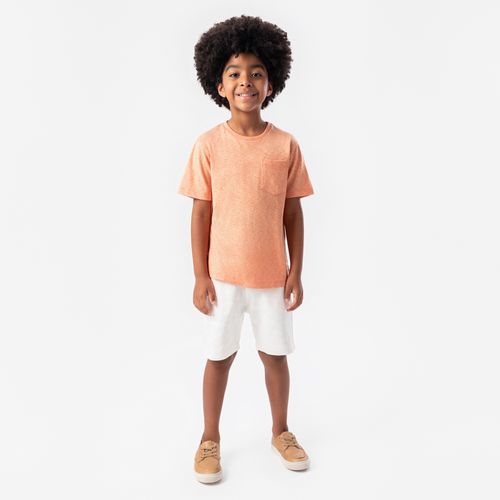 Camiseta Infantil Masculina Manga Curta Flamê - LARANJA