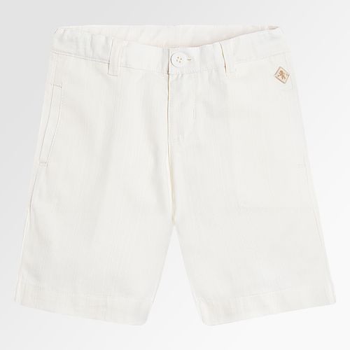 Bermuda Infantil Masculina Sarja Maquinetada com Bolso - BRANCO