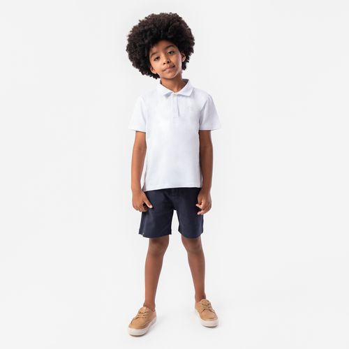 Camiseta Polo Infantil Masculina Manga Curta Piquet - BRANCO