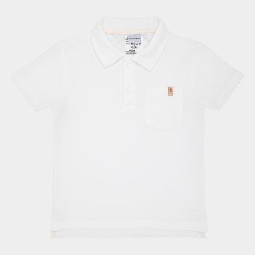 Camiseta Polo Infantil Masculina Manga Curta Atoalhada - OFF WHITE
