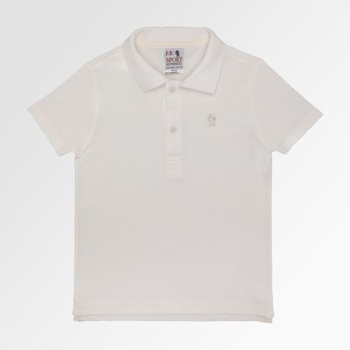 Camiseta Polo Infantil Masculina Manga Curta Piquet - OFF WHITE