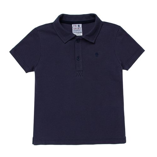 Camiseta Polo Infantil Masculina Manga Curta Piquet Pima - AZUL JEANS