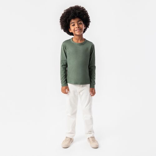 Camiseta Infantil Masculina Manga Longa Malha Flamê - VERDE
