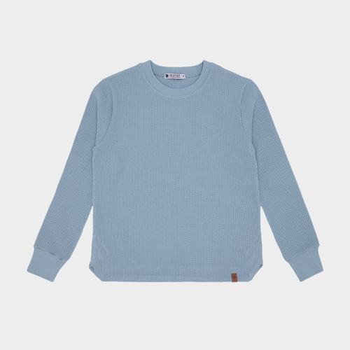 Camiseta Infantil Masculina Manga Longa Malha Tricot - AZUL