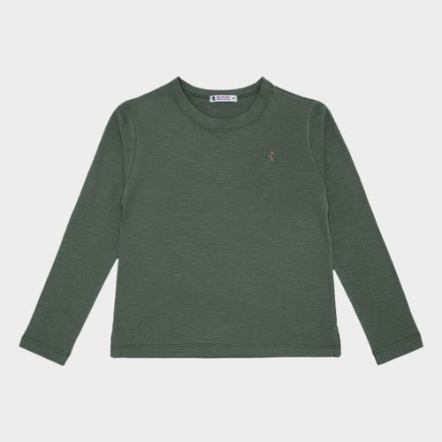 Camiseta Infantil Masculina Manga Longa Malha Flamê - VERDE