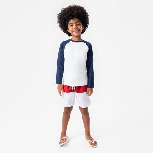 Camiseta Infantil Masculina Manga Longa com Proteção UV50+ Bicolor - AZUL MARINHO