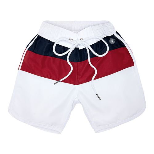 Bermuda de Praia Infantil Masculina com Recortes - BRANCO