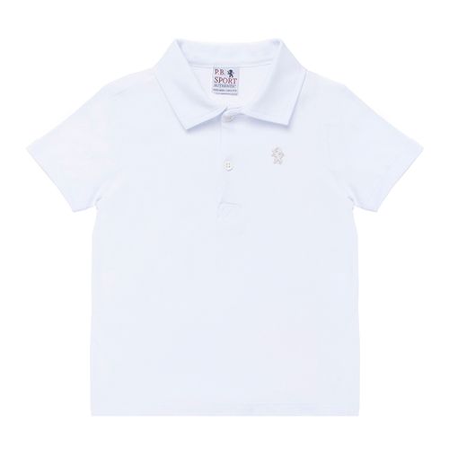 Camiseta Polo Infantil Masculina Manga Curta Piquet Premium - BRANCO