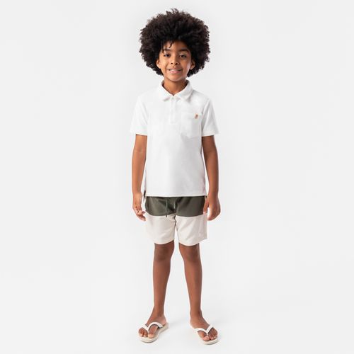 Bermuda de Praia Infantil Masculina com Frisos - VERDE