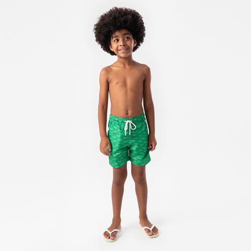 Bermuda de Praia Infantil Masculina Techno Light Estampa Jacaré - VERDE