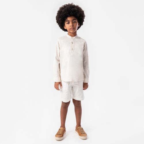 Bata Infantil Masculina Manga Longa com Bolso - KAKI