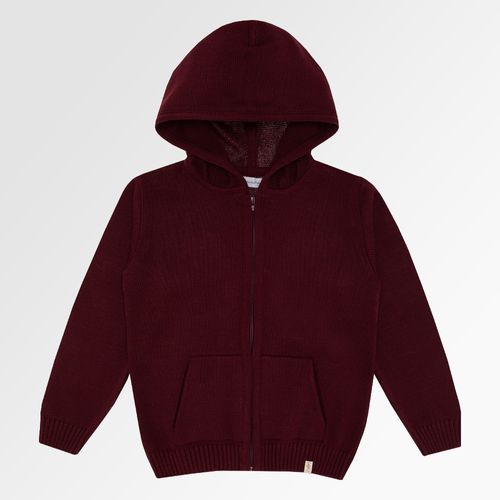 Jaqueta Tricot Infantil Masculina Capuz com Zíper - VINHO