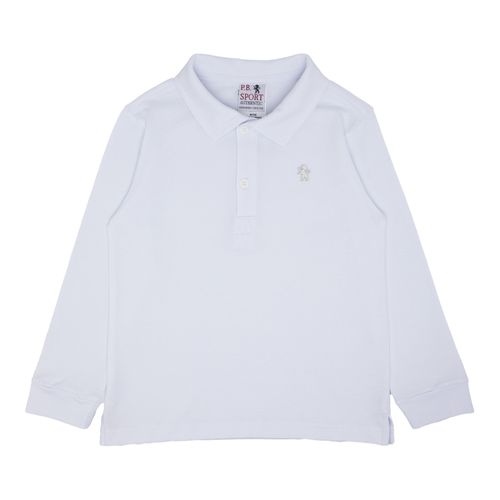 Camiseta Polo Infantil Masculina Manga Longa Piquet - BRANCO