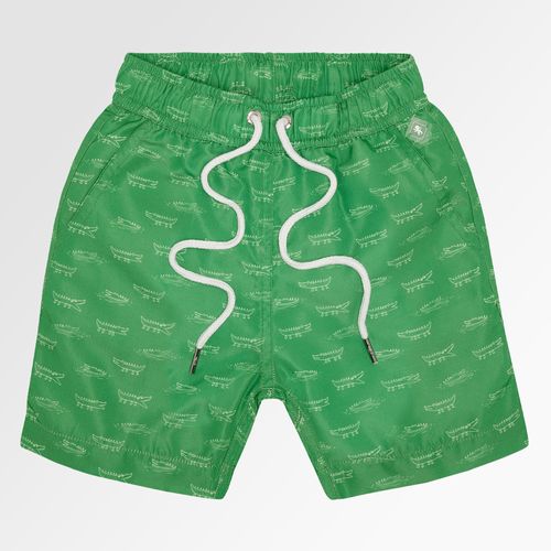 Bermuda de Praia Infantil Masculina Techno Light Estampa Jacaré - VERDE