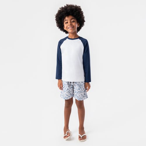Bermuda de Praia Infantil Masculina Estampa Traçar - AZUL