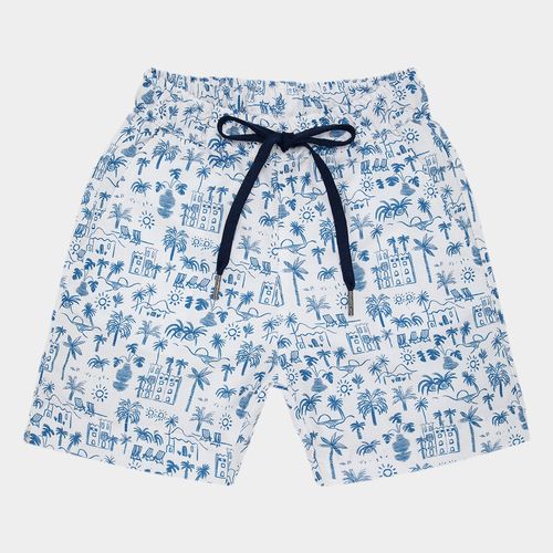 Bermuda de Praia Infantil Masculina Estampa Traçar - AZUL