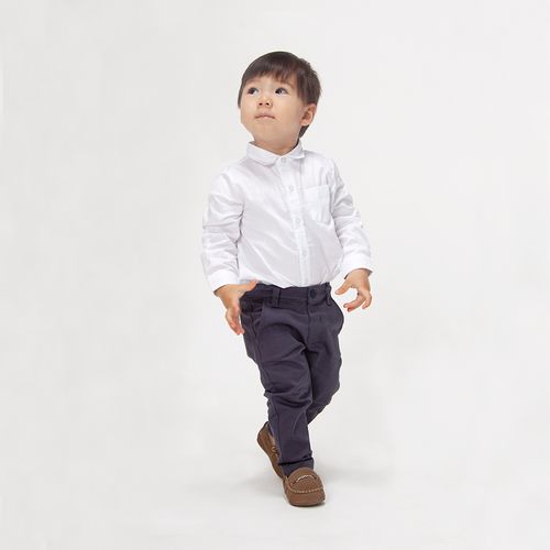 Camisa de Bebê Masculina Manga Longa Algodão Egípcio Fio 60 - BRANCO