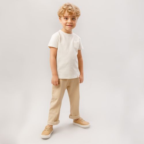Calça de Bebê Masculina Moletom com Bolsos - AREIA