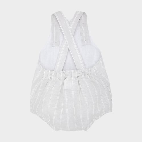 Romper de Bebê Masculino Linho Listrado - CINZA