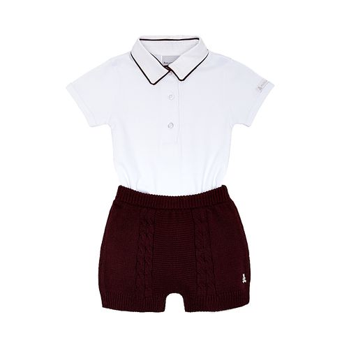 Conjunto de Bebê Masculino Body Algodão Egípcio com Shorts - BORDO
