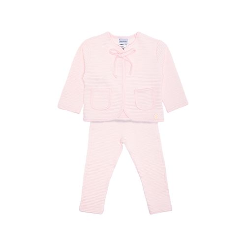 Conjunto de Bebê Feminino Malha Gappy com Laço - ROSA