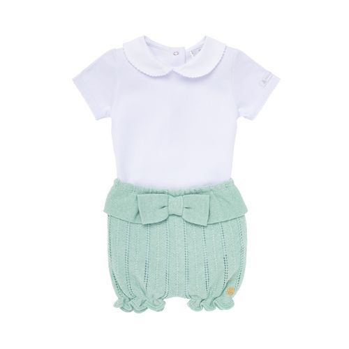 Conjunto de Bebê Feminino Body Pima Picueta com Shorts - VERDE