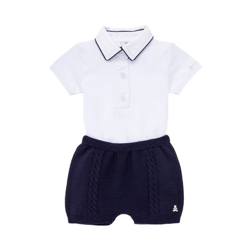 Conjunto de Bebê Masculino Body Pima Picueta com Shorts - AZUL MARINHO